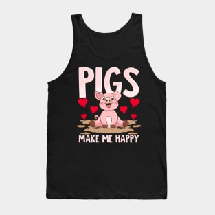 Adorable Pigs Make Me Happy Cute Piglet Pig Girl Tank Top